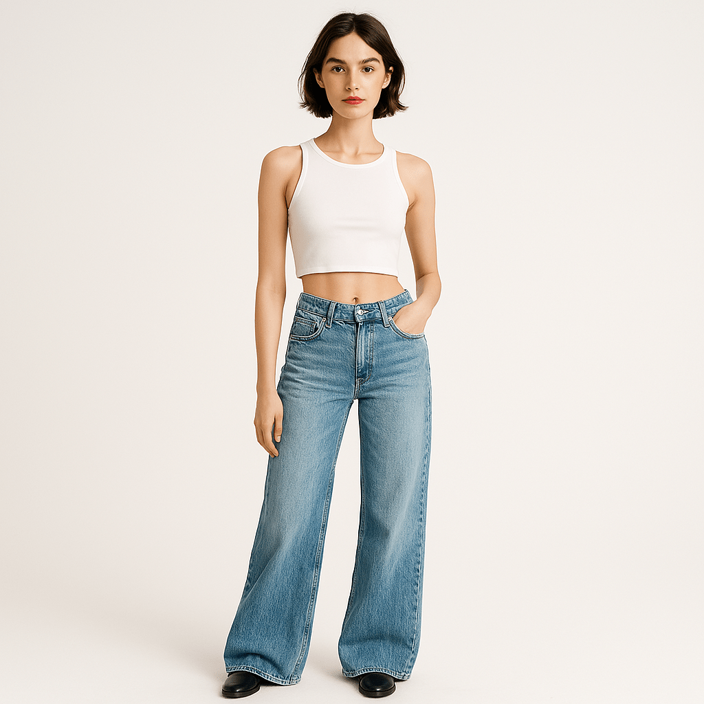 Lavinque Pants Bleu clair / S Jean Large Femme | Taille Basse | Look Vintage Délavé