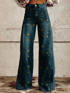 Lavinque Pants Bleu denim / S Jean Évasé Vintage | Taille Haute | Motif Étoilé