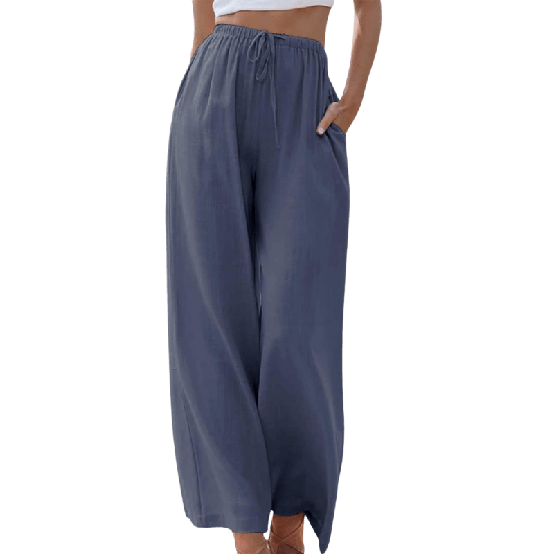 Lavinque Pants Bleu foncé / S Pantalon Large en Lin | Taille Élastique | Léger et Confortable