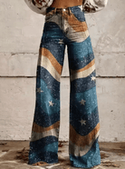 Lavinque Pants Bleu / S Pantalon Évasé | Imprimé Bohème | Style Rétro et Tendance