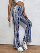 Lavinque Pants Bleu / S Pantalon Flare Femme | Velours & Imprimé Bohème | Look Rétro Chic