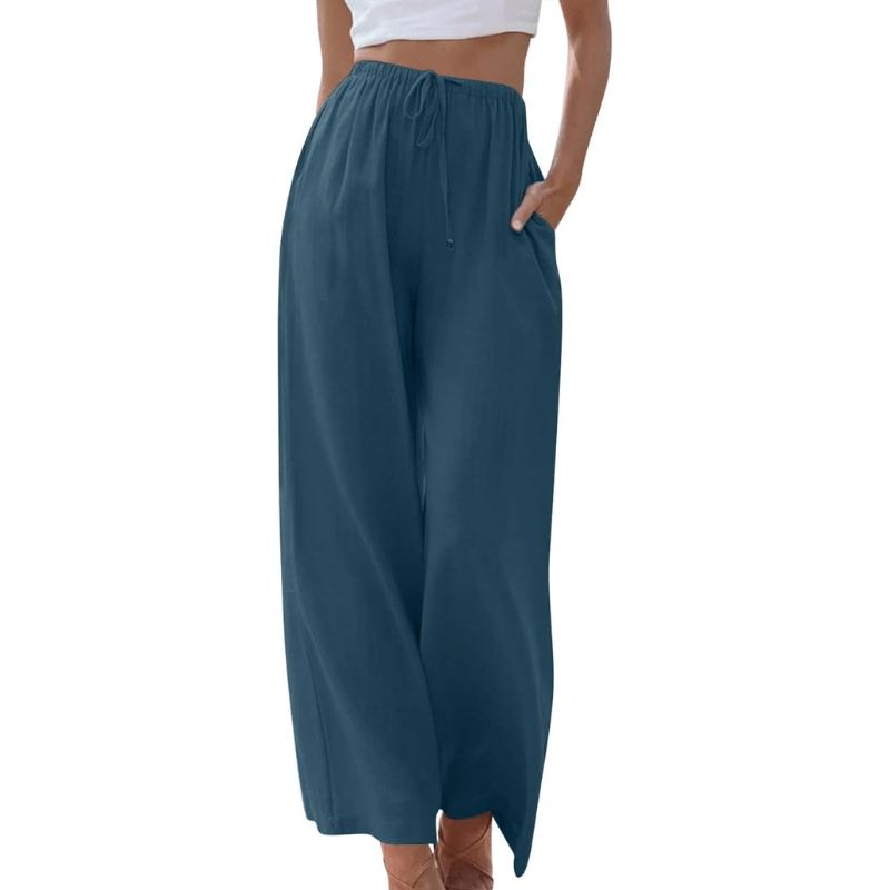 Lavinque Pants Bleu / S Pantalon Large en Lin | Taille Élastique | Léger et Confortable