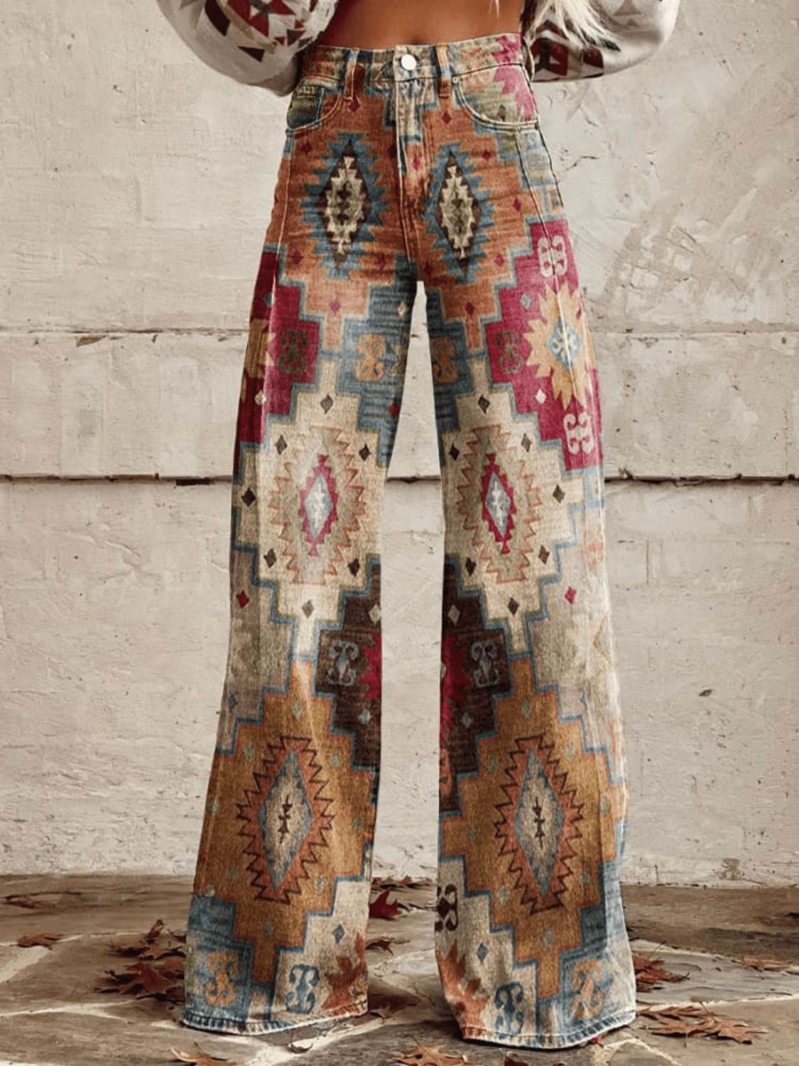 Lavinque Pants Couleur Mixte / S Pantalon Évasé Ethnique | Imprimé Aztec Multicolore | Bohème et Stylé