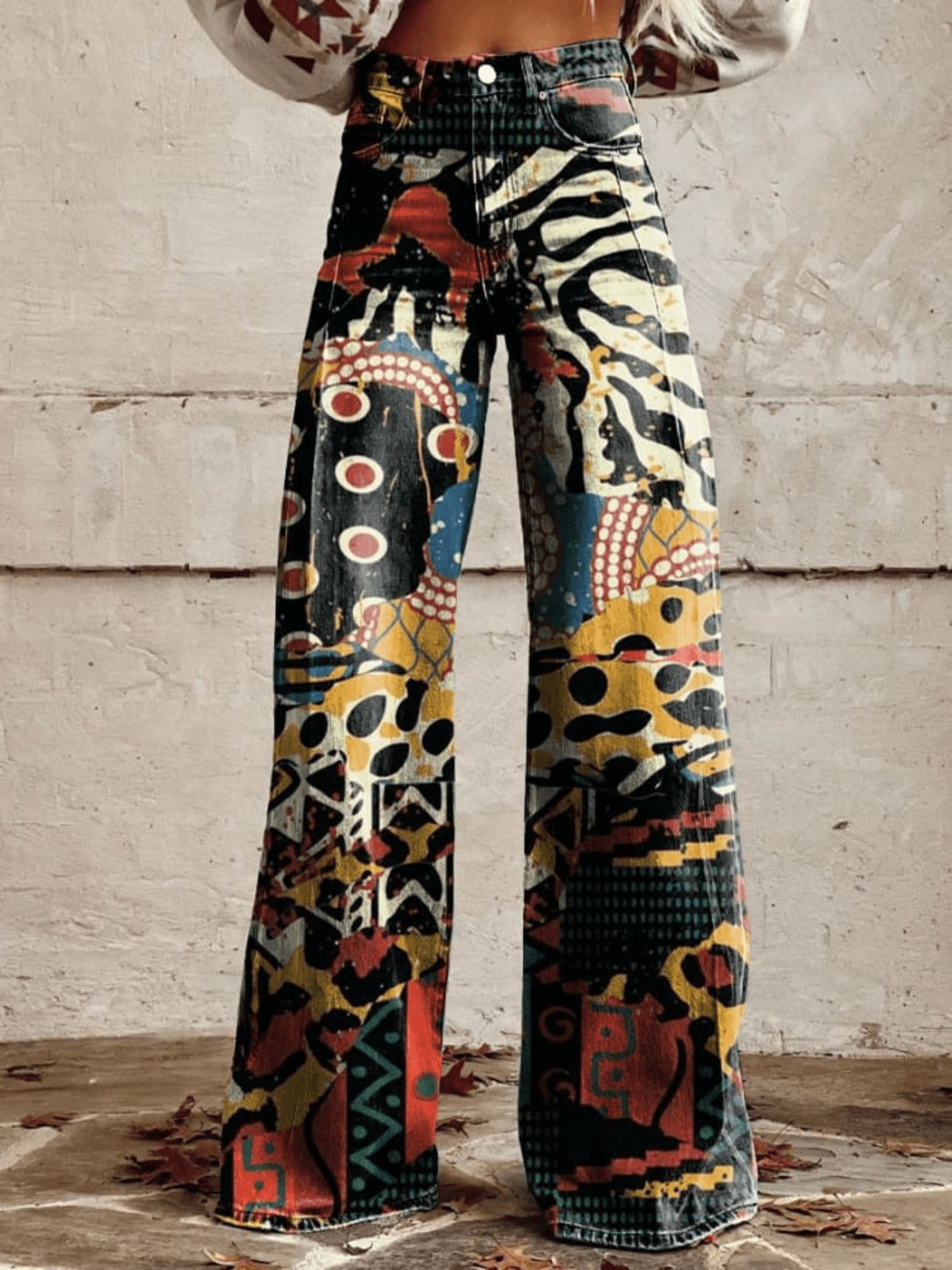 Lavinque Pants Couleur Mixte / S Pantalon Évasé Graphique | Imprimé Artistique | Original et Tendance