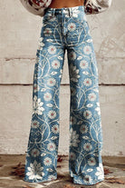 Lavinque Pants Couleur mixte / S Pantalon évasé imprimé floral | Bleu | Esprit bohème et rétro