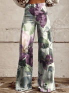 Lavinque Pants Couleur mixte / S Pantalon évasé imprimé floral | Vert et violet | Élégance bohème et fluidité