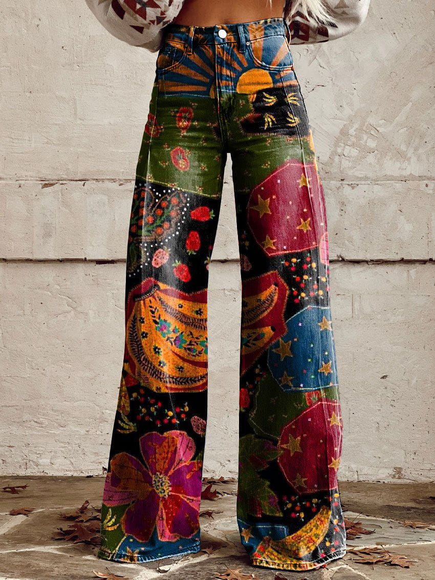 Lavinque Pants Couleur mixte / S Pantalon Large Bohème | Couleurs Vibrantes | Style Années 70