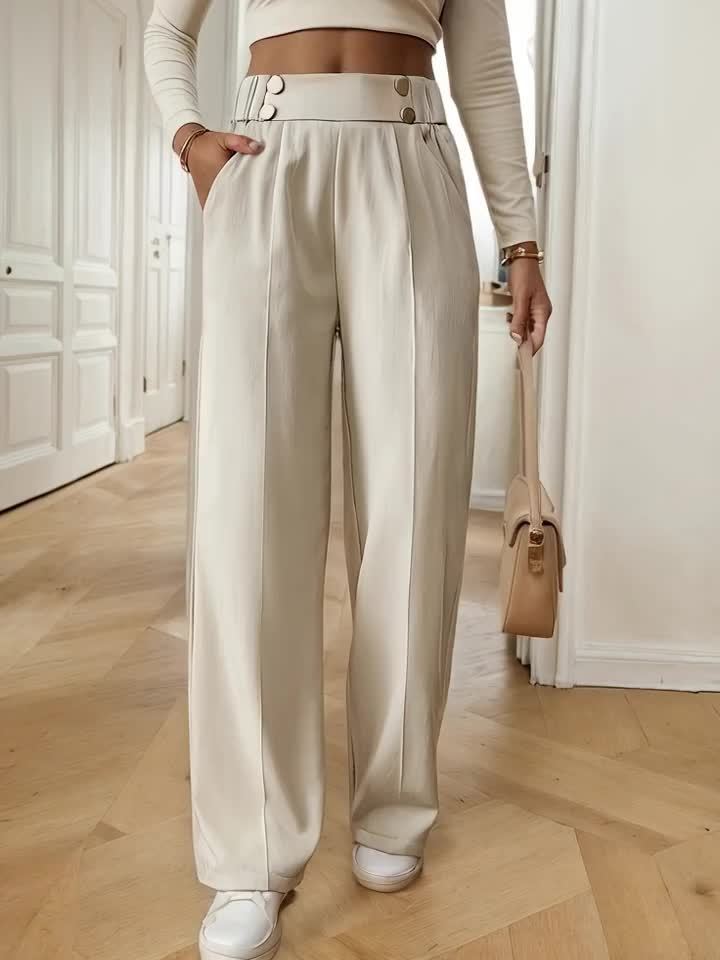 Lavinque Pants Gris clair / S Pantalon Taille Haute Écru | Large et Élégant | Chic et Polyvalent