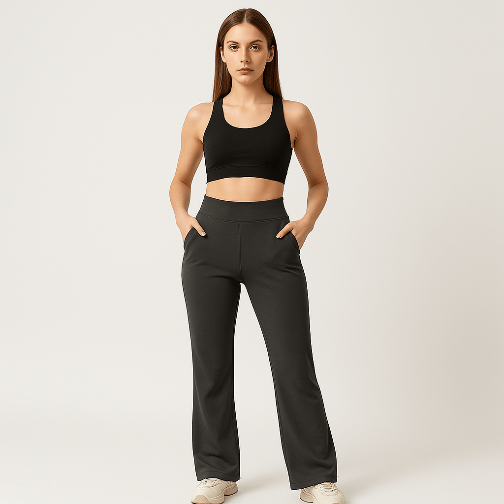 Lavinque Pants Gris foncé / S Pantalon Évasé Sport | Taille Haute | Confort Stretch
