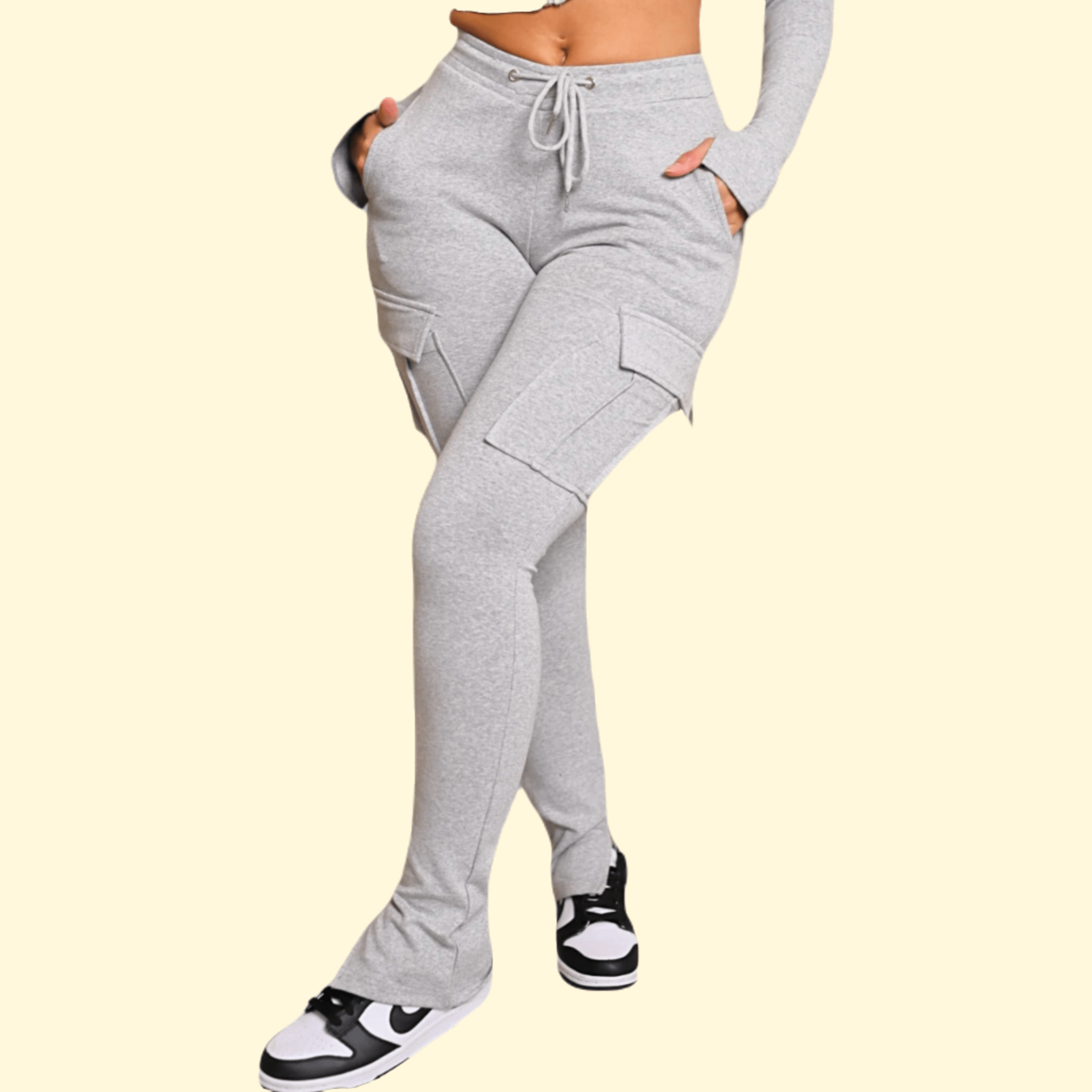 Lavinque Pants Gris / S Pantalon cargo ajusté en coton | Pantalon | Style urbain et confort moderne