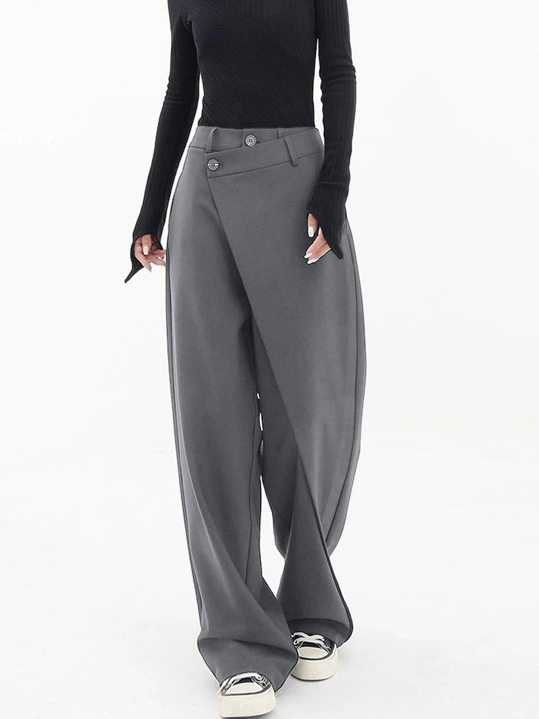 Lavinque Pants Gris / S Pantalon Large Asymétrique | Style Avant-Gardiste | Fluide et Structuré