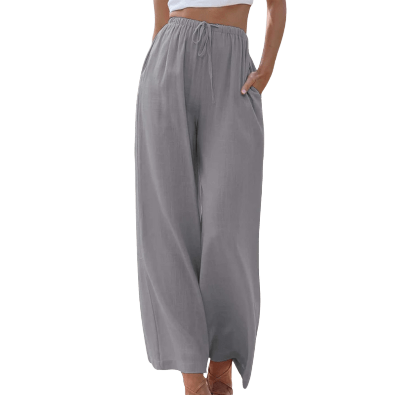 Lavinque Pants Gris / S Pantalon Large en Lin | Taille Élastique | Léger et Confortable