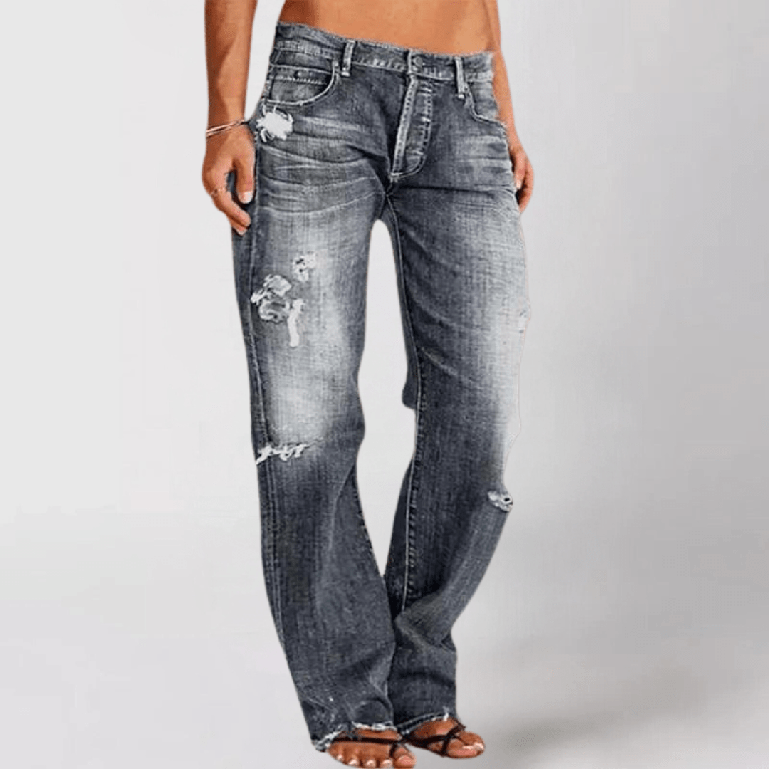 Lavinque Pants Gris / XS Jean Large Femme | Denim | Effet Usé et Tendance