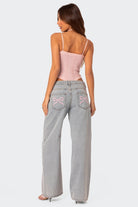 Lavinque Pants Gris / XS Jean Large Gris | Taille Basse | Décontracté et Stylé