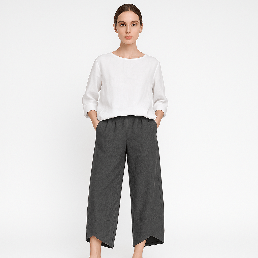 Lavinque Pants Gris / XS Pantalon Large en Lin | Tissu Naturel | Léger et Décontracté