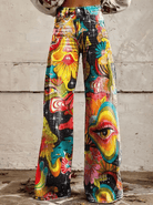 Lavinque Pants Jaune / S Pantalon évasé imprimé | Multicolore | Audace et style bohème
