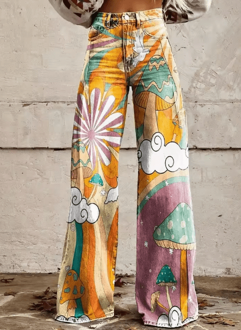 Lavinque Pants Jaune / S Pantalon large imprimé bohème | Pantalon | Tendance et originalité assurée