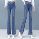 Lavinque Pants Jean Évasé | Bleu Denim | Taille Haute avec Détails Brillants