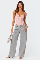 Lavinque Pants Jean Large Gris | Taille Basse | Décontracté et Stylé
