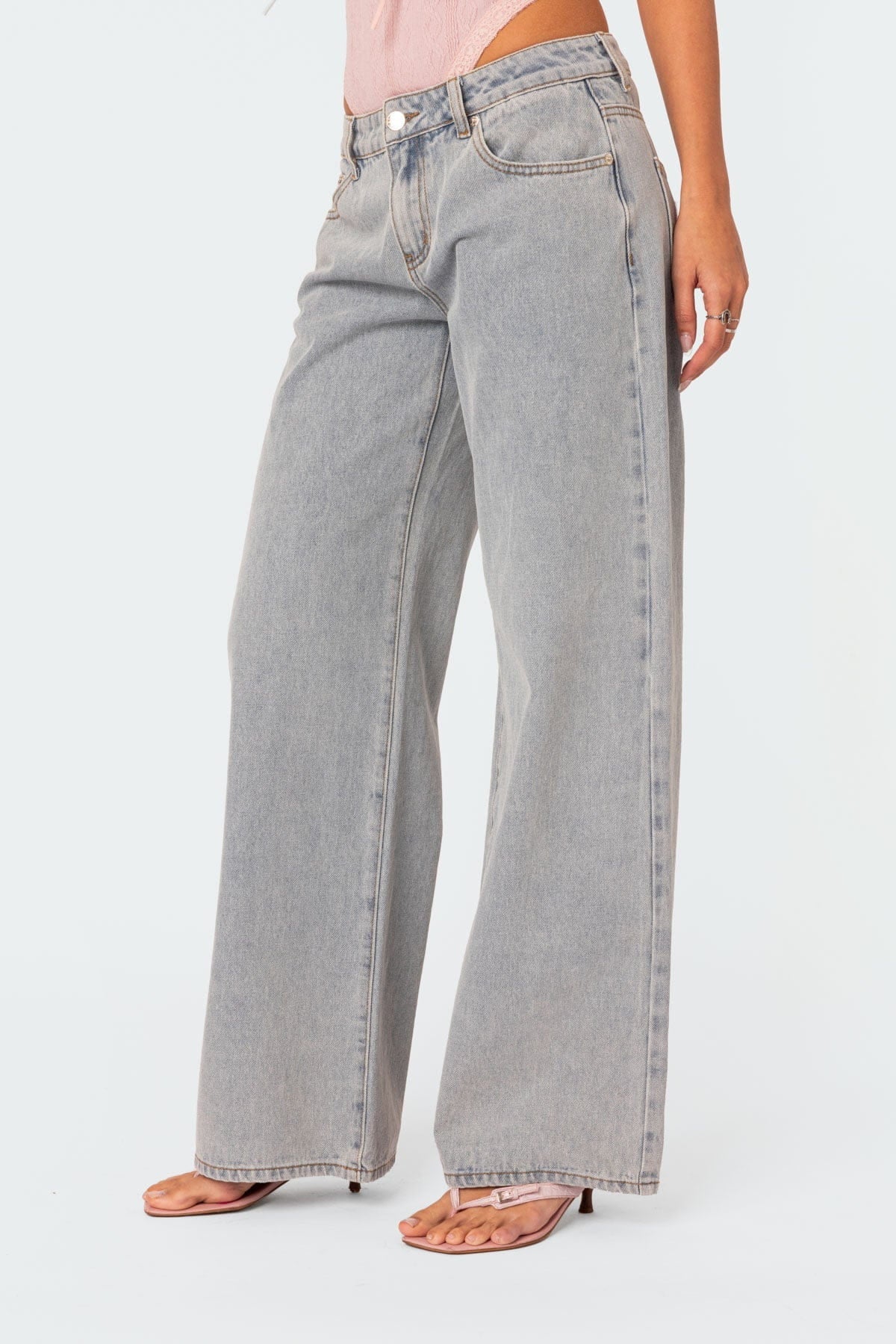 Lavinque Pants Jean Large Gris | Taille Basse | Décontracté et Stylé