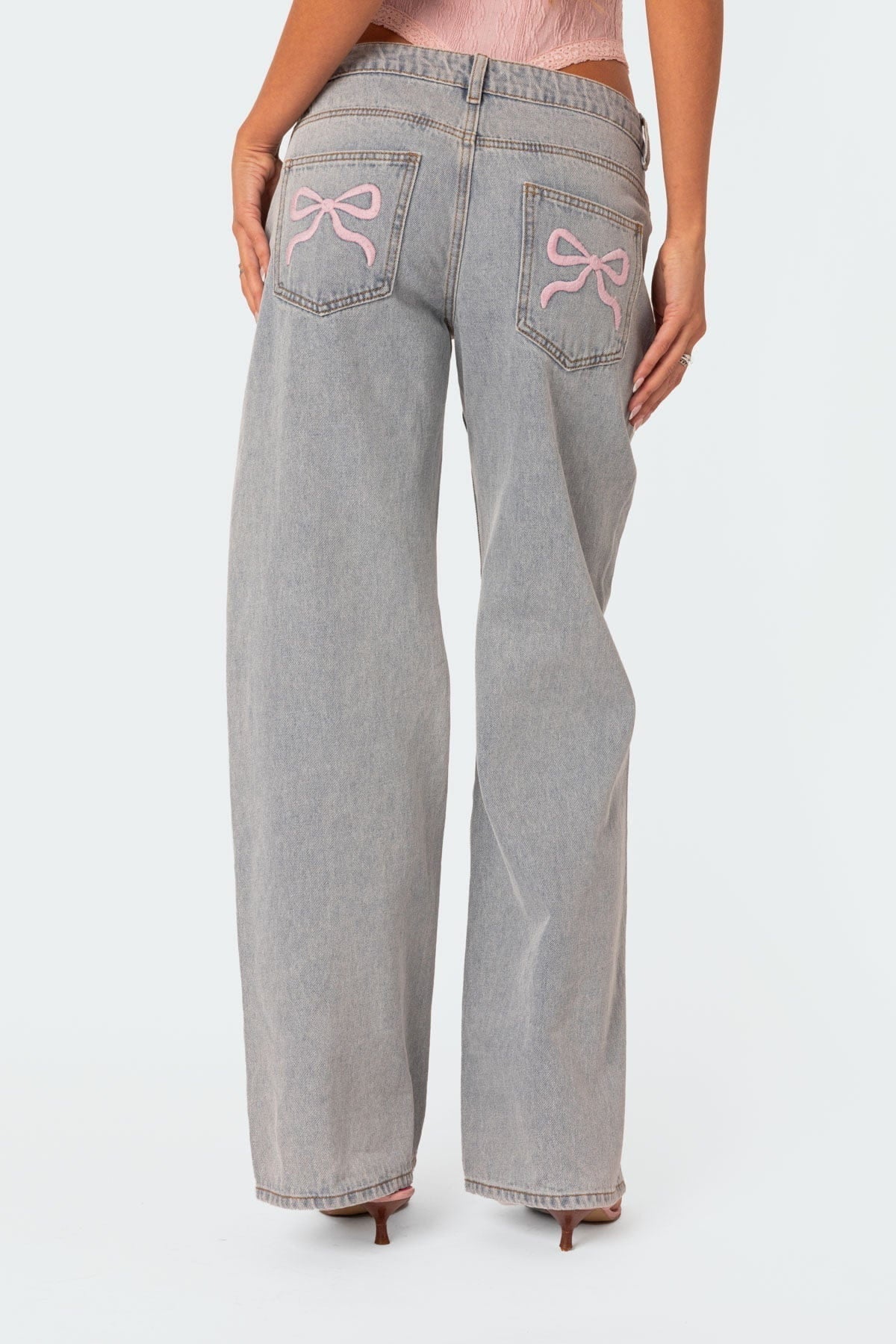 Lavinque Pants Jean Large Gris | Taille Basse | Décontracté et Stylé
