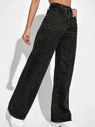 Lavinque Pants Jean Large Noir | Taille Haute | Urbain et Tendance