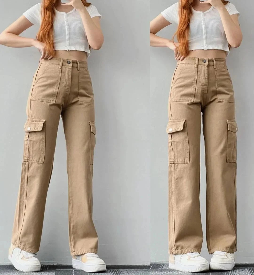 Lavinque Pants Kaki / S Pantalon Cargo Taille Haute | Confort | Tendance et Polyvalent