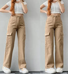 Lavinque Pants Kaki / S Pantalon Cargo Taille Haute | Confort | Tendance et Polyvalent