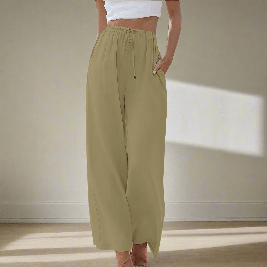 Lavinque Pants Kaki / S Pantalon Large | Fluide et Confortable | Élégance Décontractée