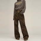 Lavinque Pants Léopard / S Pantalon Large Motif Vintage | Tons Terreux | Audacieux et Bohème