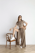 Lavinque Pants Moka / XS-M Pantalon Large Taille Haute | Élégance & Confort | Style Moderne