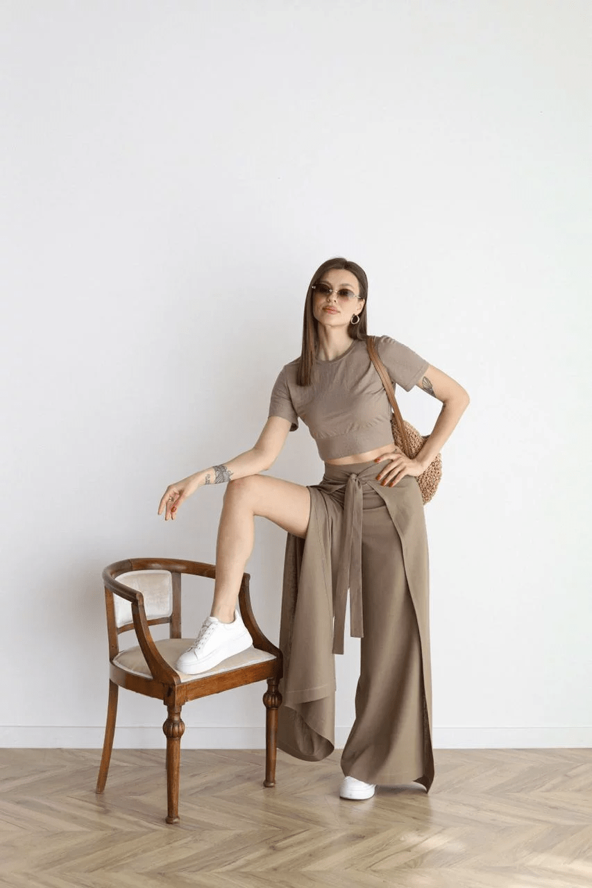 Lavinque Pants Moka / XS-M Pantalon Large Taille Haute | Élégance & Confort | Style Moderne