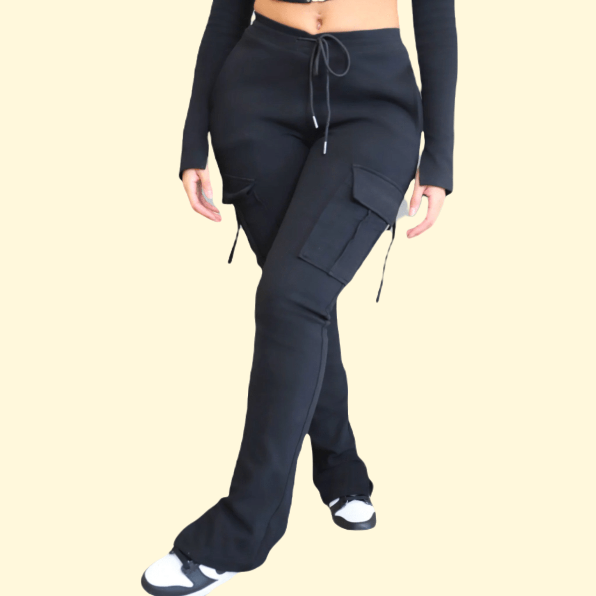 Lavinque Pants Noir / S Pantalon cargo ajusté en coton | Pantalon | Style urbain et confort moderne
