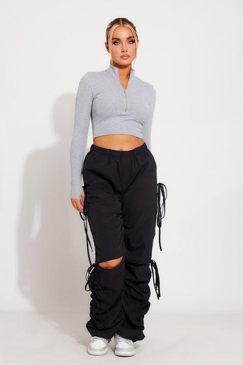 Lavinque Pants Noir / S Pantalon Cargo Gris | Cordon Ajustable | Streetwear et Confort