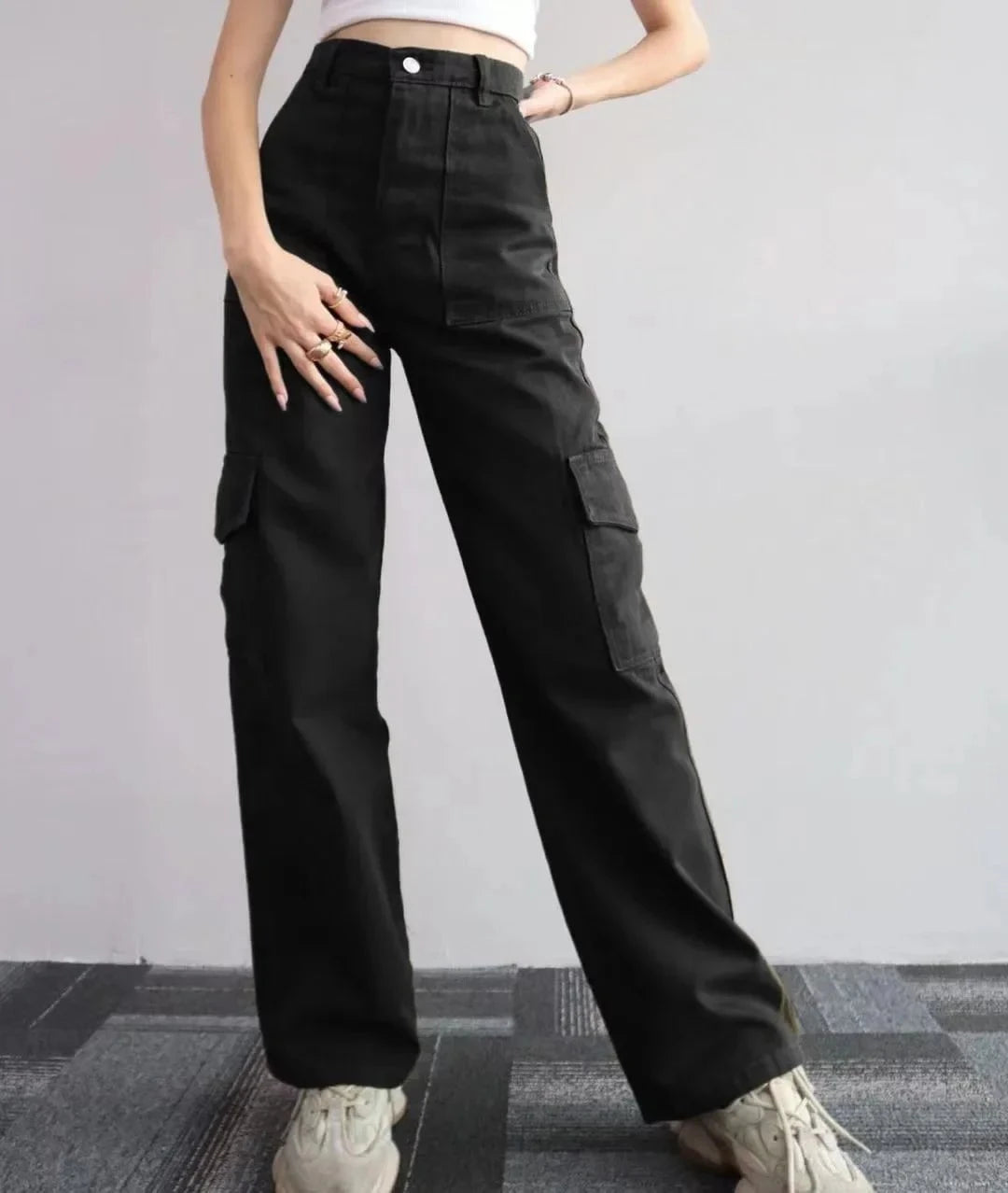 Lavinque Pants Noir / S Pantalon Cargo Taille Haute | Confort | Tendance et Polyvalent