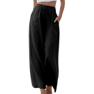 Lavinque Pants Noir / S Pantalon Large en Lin | Taille Élastique | Léger et Confortable