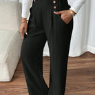 Lavinque Pants Noir / S Pantalon Taille Haute Écru | Large et Élégant | Chic et Polyvalent