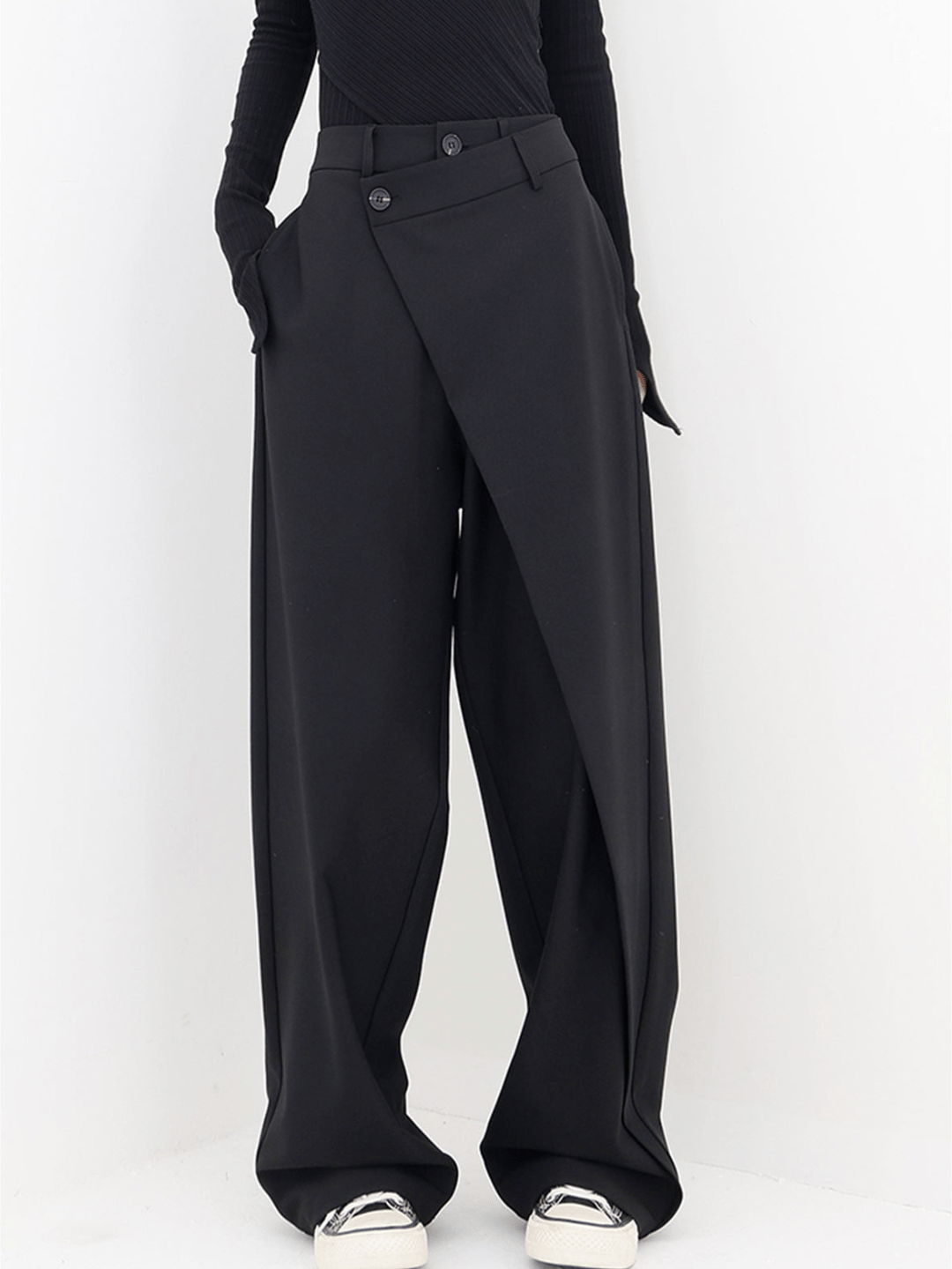 Lavinque Pants Noir / XS Pantalon Large Noir | Effet Drapé | Moderne et Structuré
