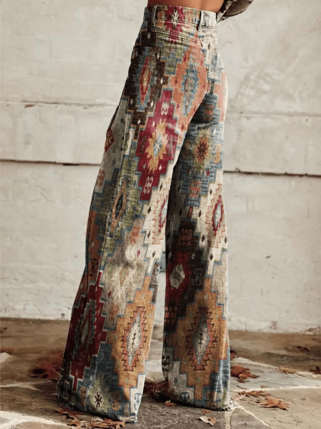 Lavinque Pants Pantalon Évasé Ethnique | Imprimé Aztec Multicolore | Bohème et Stylé