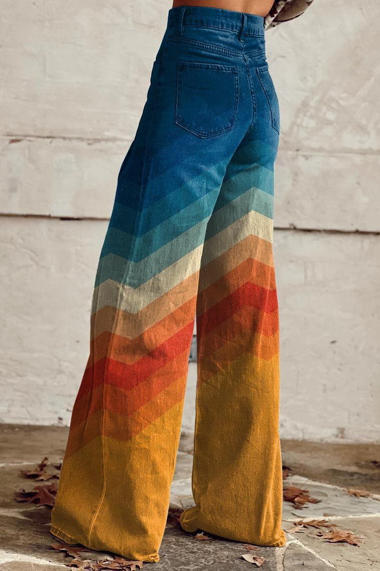 Lavinque Pants Pantalon évasé imprimé dégradé | Multicolore | Style rétro et bohème