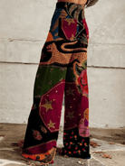 Lavinque Pants Pantalon Évasé Psychédélique | Motif Cosmique et Floral | Audacieux et Créatif