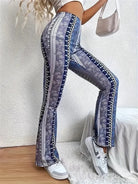 Lavinque Pants Pantalon Flare Femme | Velours & Imprimé Bohème | Look Rétro Chic