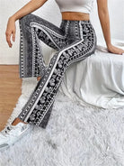 Lavinque Pants Pantalon Flare Femme | Velours & Imprimé Bohème | Look Rétro Chic