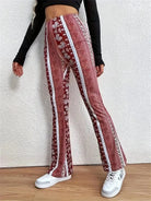 Lavinque Pants Pantalon Flare Femme | Velours & Imprimé Bohème | Look Rétro Chic