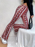 Lavinque Pants Pantalon Flare Femme | Velours & Imprimé Bohème | Look Rétro Chic