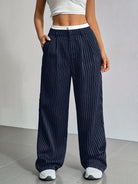 Lavinque Pants Pantalon Large à Rayures | Bleu Marine | Street et Structuré