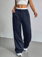 Lavinque Pants Pantalon Large à Rayures | Bleu Marine | Street et Structuré