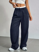 Lavinque Pants Pantalon Large à Rayures | Bleu Marine | Street et Structuré