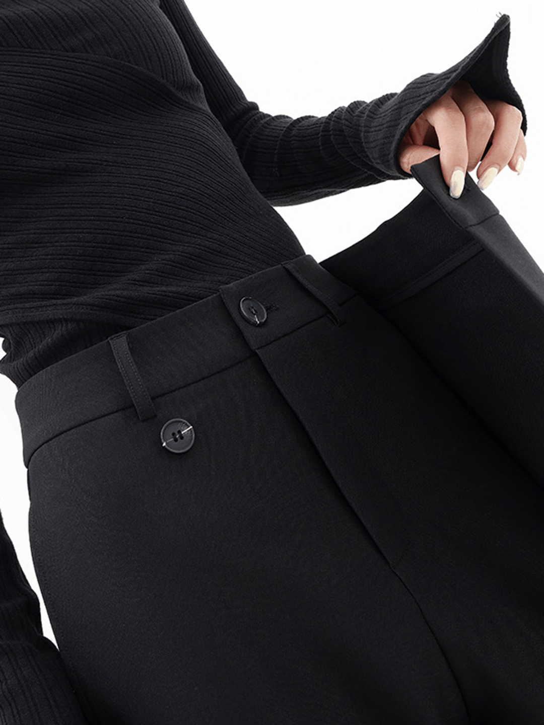 Lavinque Pants Pantalon Large Noir | Effet Drapé | Moderne et Structuré