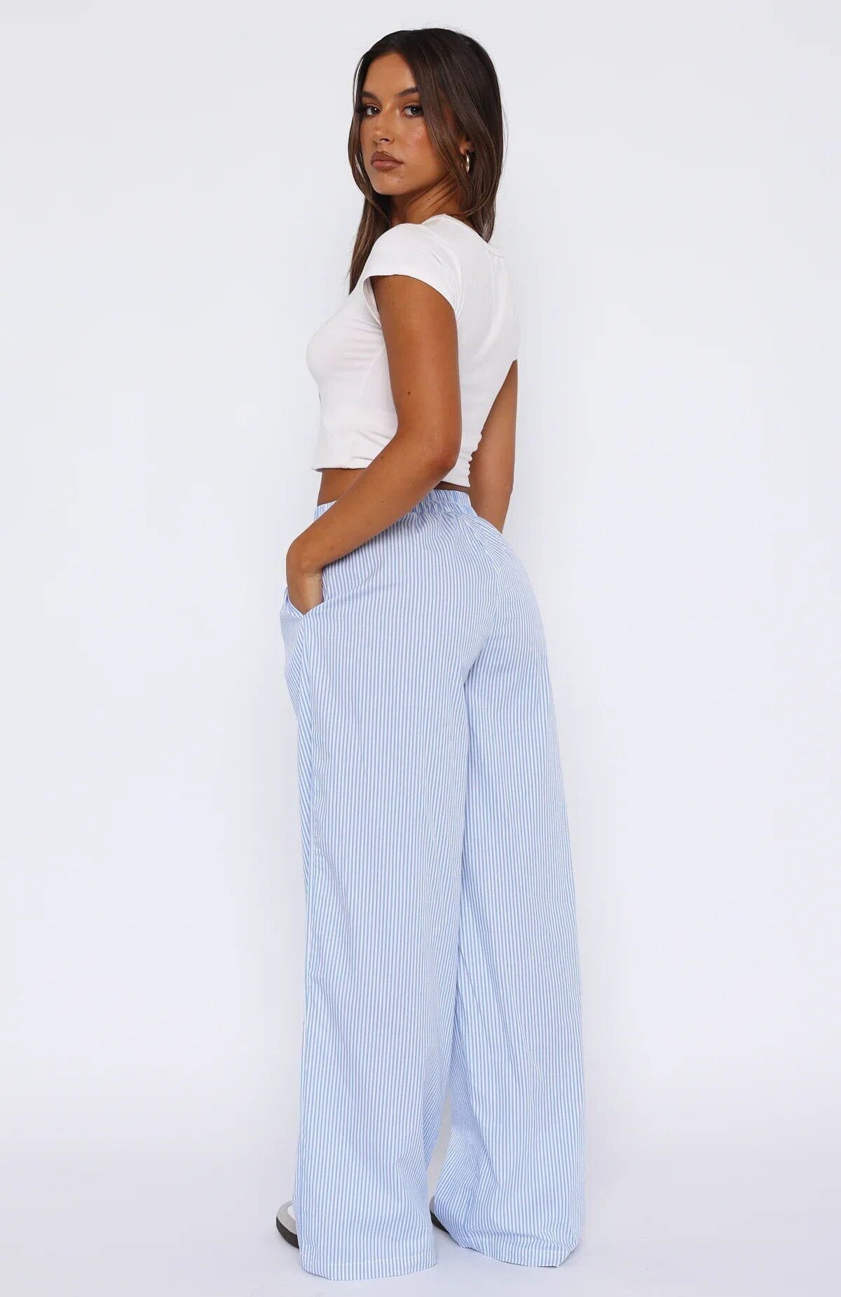 Lavinque Pants Pantalon Large Rayé | Taille Élastique | Confortable et Tendance